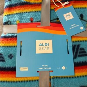 NWT Aldi Gear Colorful Holiday Onesie Size L
